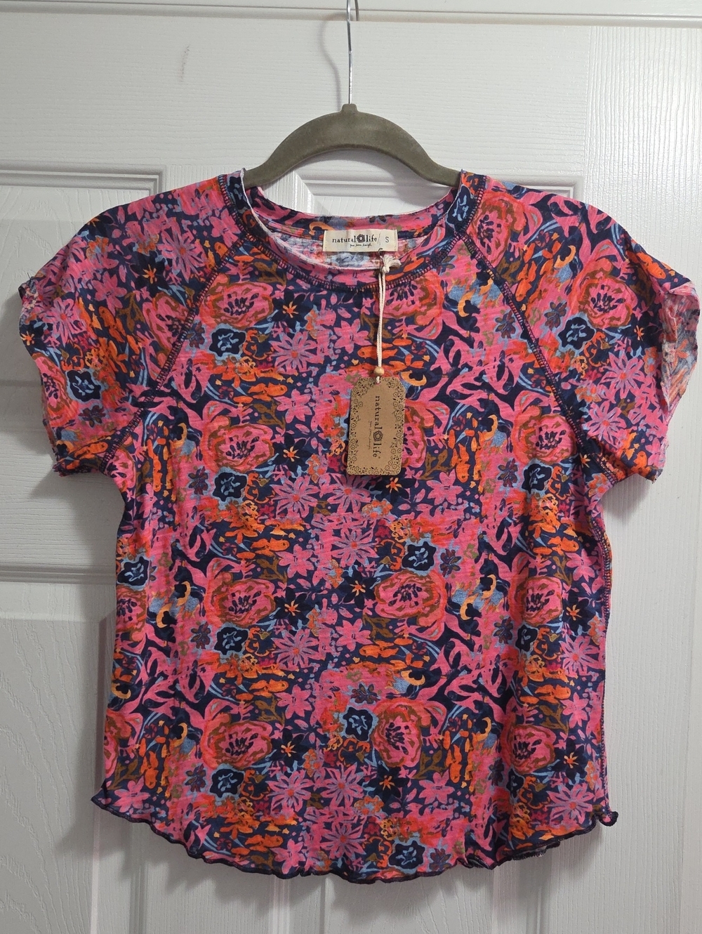 NATURAL LIFE Lily Pink Navy Floral Short Sleeve Tee